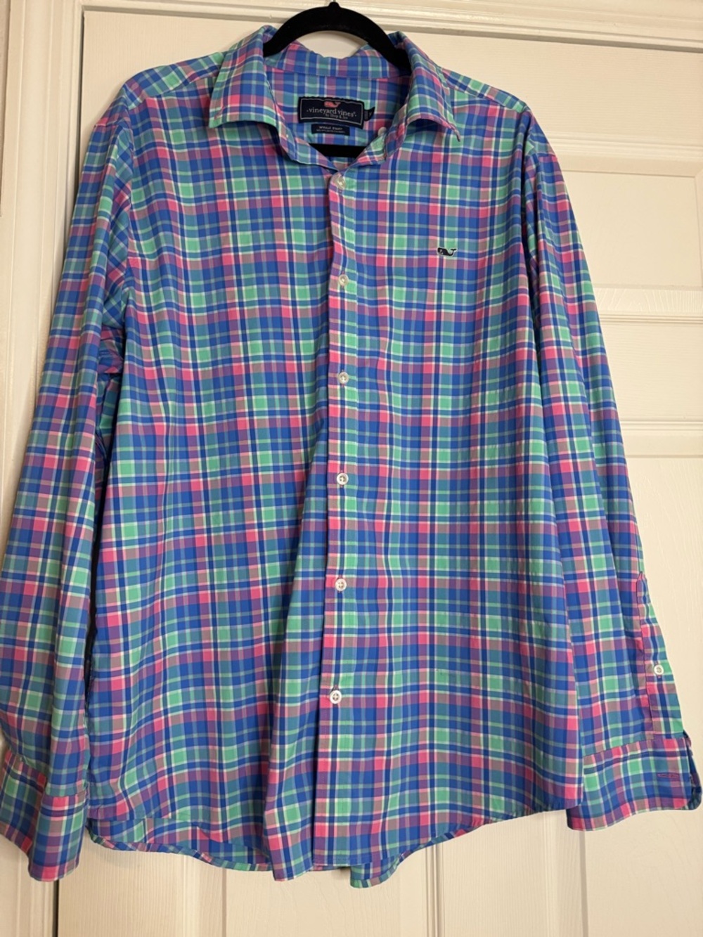 Vineyard Vines Blue, Pink & Green Plaid Button-Down Shirt